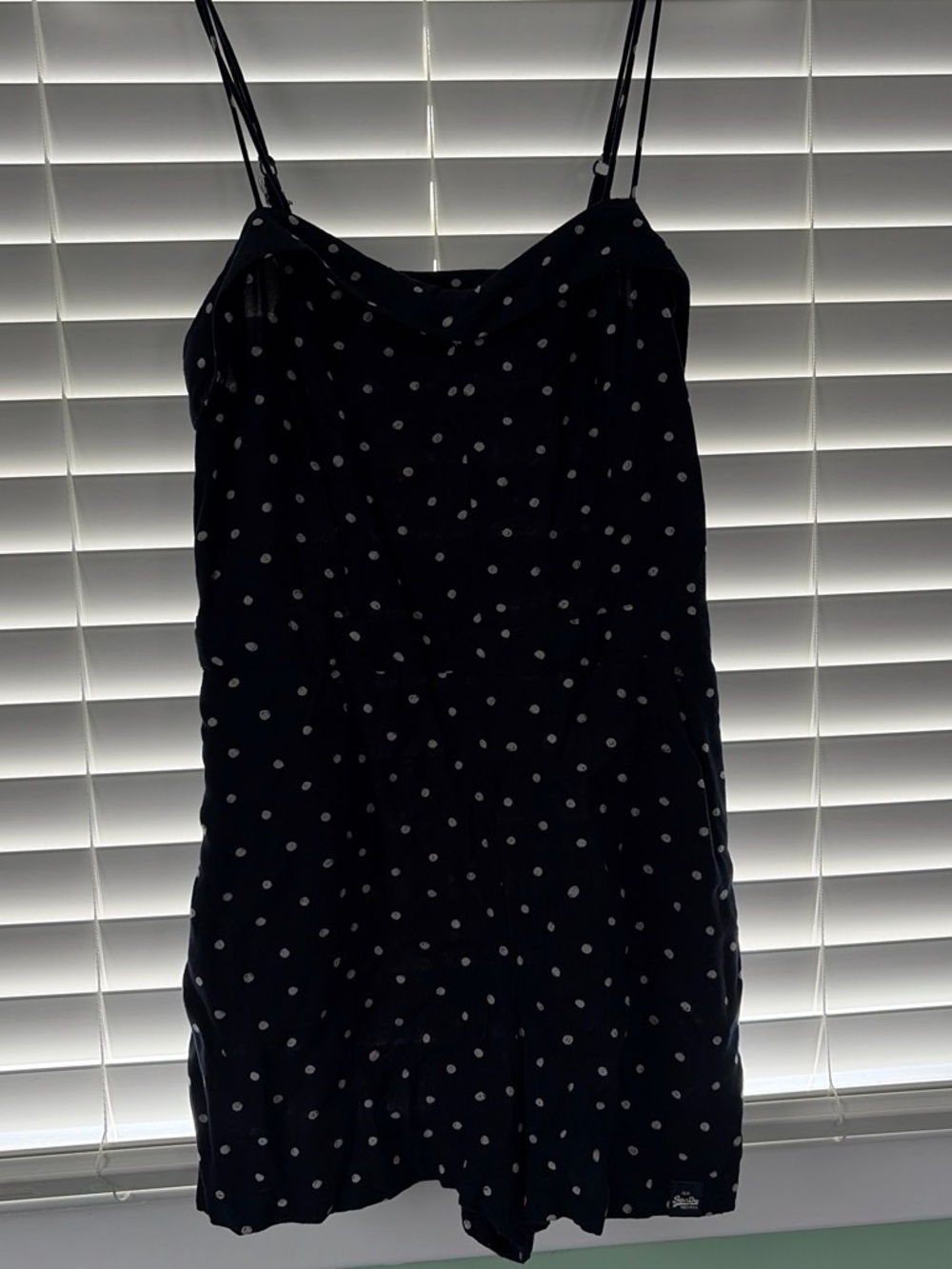 Superdry navy romper with White Polka Dots